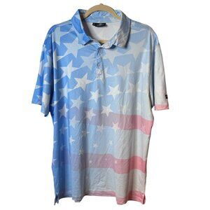 Greenside Golf Polo Shirt Mens XL Stars Stripes US Flag Republican Stretch Trump